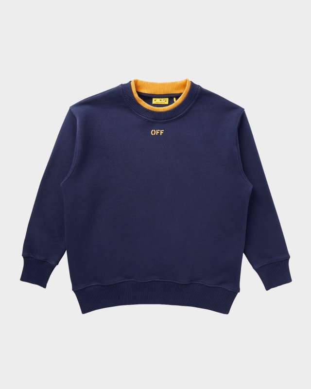 Boy's Off Stamp Logo Two-Tone Crewneck Sweatshirt, Size